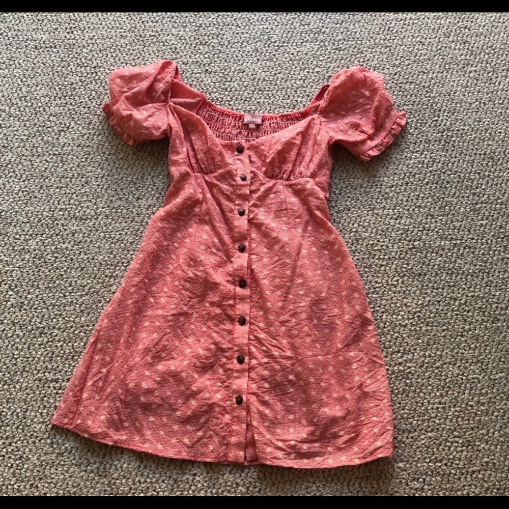 Le Rumi Marianna red puff sleeve mini dress